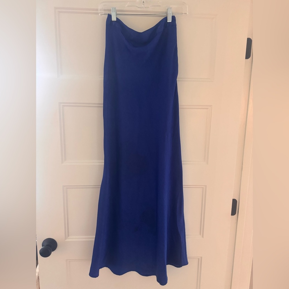 Satin blue maxi skirt